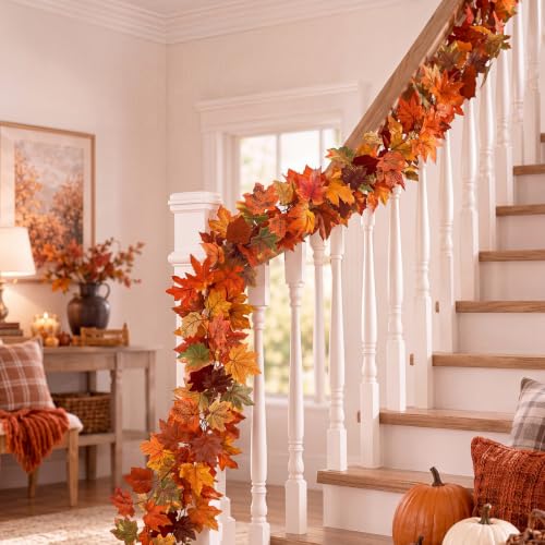 Luinabio Fall Garland for Stair, 15 Feet Fall Stair Decor