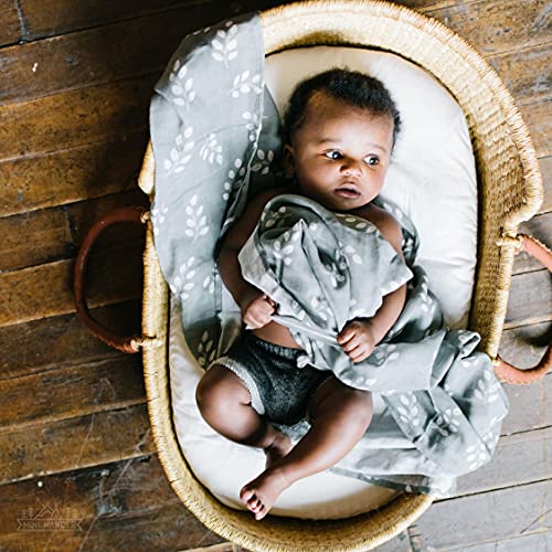 Image of Mini Wander Swaddles for Newborns Muslin Swaddle Blankets - Breathable Soft Gender Neutral Receiving Blanket Baby Essentials | 47 x 47 Cotton - (Leaves Storm Blue)