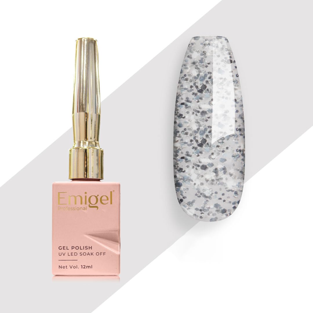 Emigel Professional UV Gel Polish TIMBER WOLF SILVER - E016 | Cured With UV LED Lamp | For Permanent Nail Extension 12ml