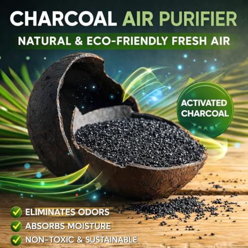 Image of Activated Charcoal Bag Natural Air Purifier & Car Deodorizer Premium Moisture Absorber for Wardrobe, Bathroom, Kitchen & Pet Areas Dehumidifier Eliminates Dampness & Smells (500gm)
