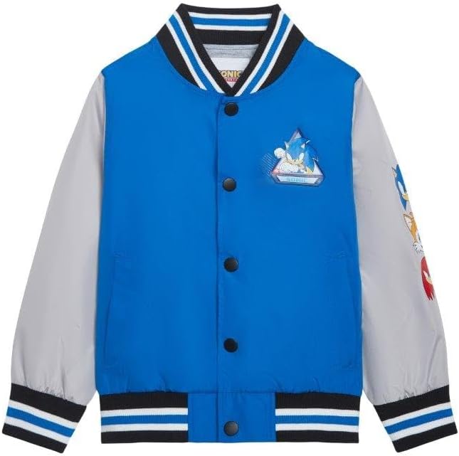 Sonic The Hedgehog Boys' Bomber Jacket Button-Up Varsity Jacket
