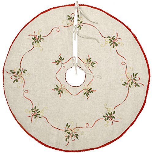 Grelucgo Embroidered 54 Inches Christmas Holiday Large Tree Skirt for 8-11 Feet Tree, Double Thickness by Grelucgo - Used condition - US$10.52