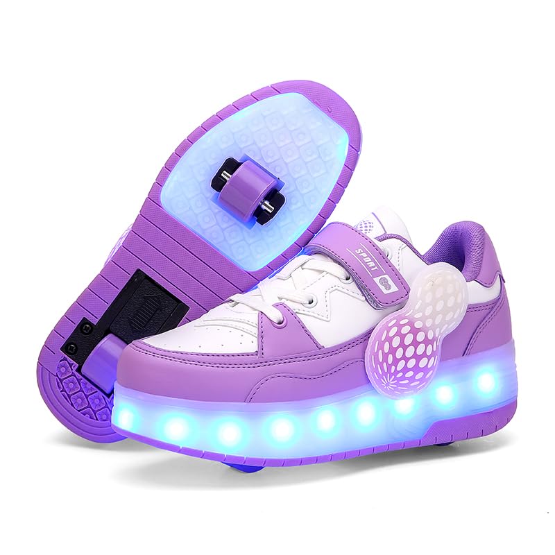 Image of Girls Retractable Roller Shoes with LED for Outdoor Activities | Adjustable Wheels and LED, Thickened PU, Breathable Fabric Material, for School and Outdoor Activities