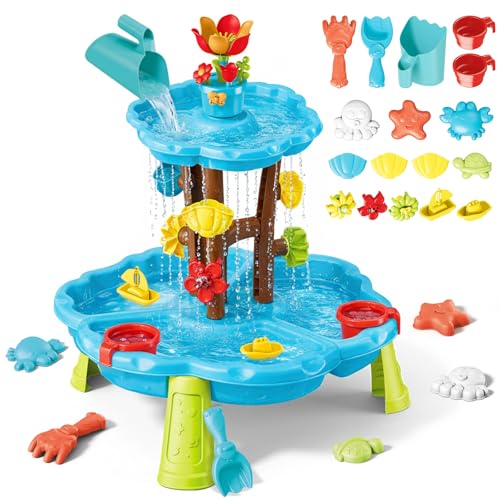 deAO Table Sable et Eau pour Enfants, Jeu d'activités de Plage Jouets d'été Bac à Sable Bac à Eau, Table d'Activité Sensorielle Extérieur, Jeu d'Été...