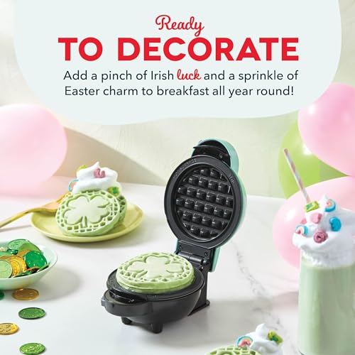 Image of Dash MultiMaker Mini System Removable Plate Set - Nonstick Replacement Plates for Easter Waffle Breakfast - Waffle Maker Not Included - 4-Inch - Two-Pack - Bunny & Shamrock