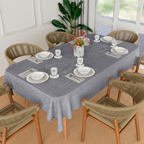 Image of Kuber Industries Dining Table Cover | 60x90 Inch | 6-Seater Table Cover | Net Tabletop Cover | Hotels-Restaurants Table Cover | Dining Table Cloth | Sun-Shine Print | DTC | Grey