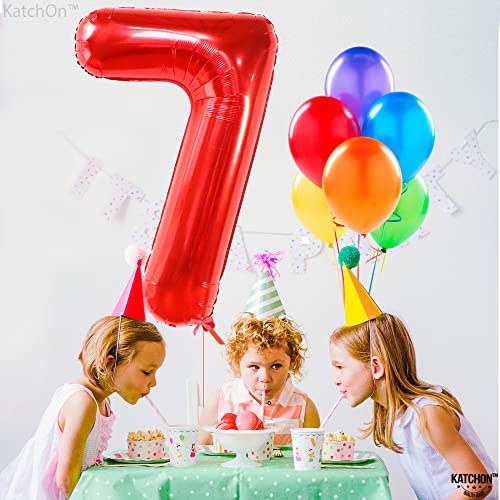 Image of KatchOn, Giant Red Number 7 Balloon - 40 Inch | 7th Birthday Balloon