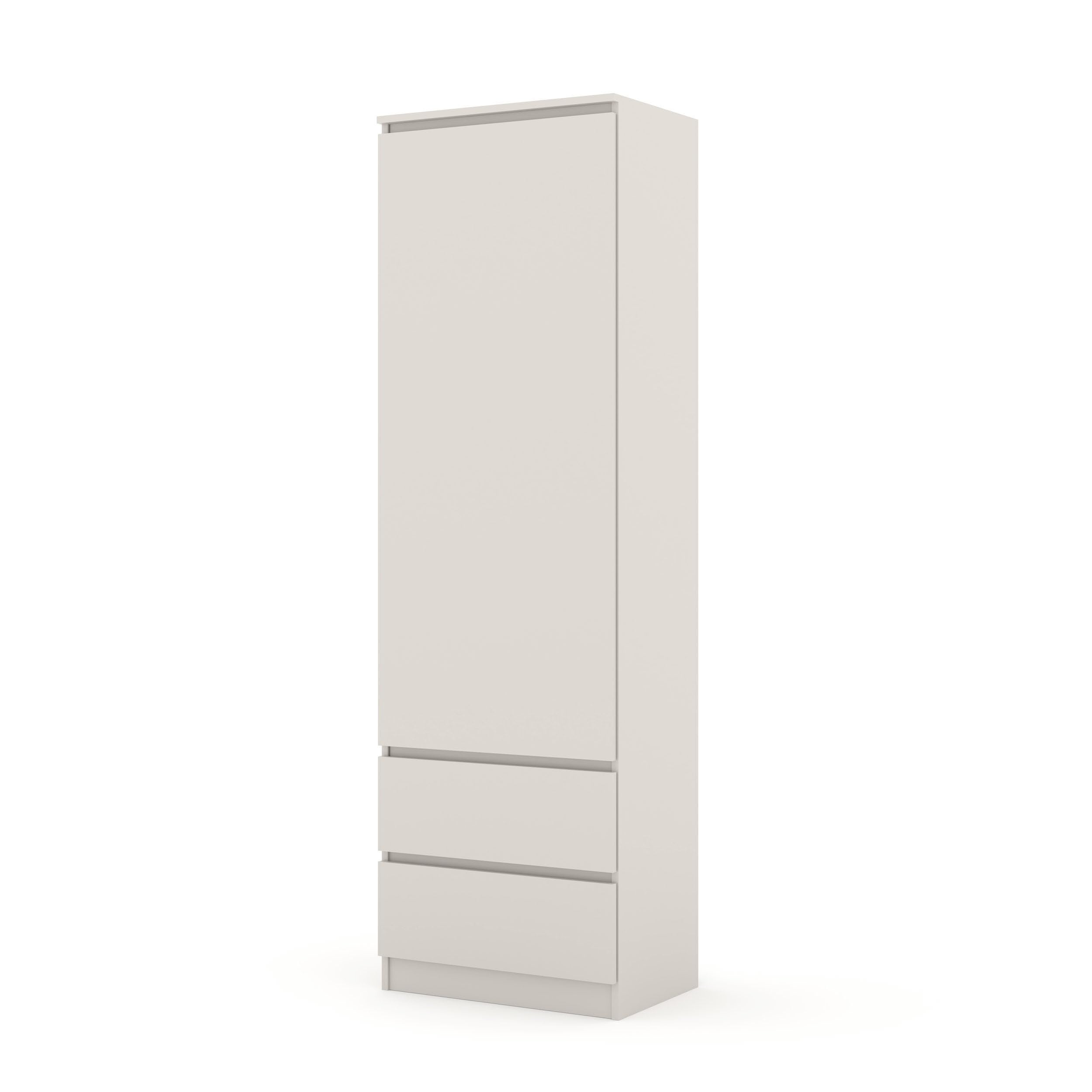 Armadio multiuso MAJA 60 cm con cassetti, scaffalatura stretta per soggiorno e ufficio, archiviazione moderna con porta, design minimalista, pannello laminato di alta qualità (cashmere)