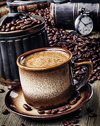 Wizardi Kit de peinture diamant 5D à faire soi-même, pause café, 38 x 48 cm, WD044