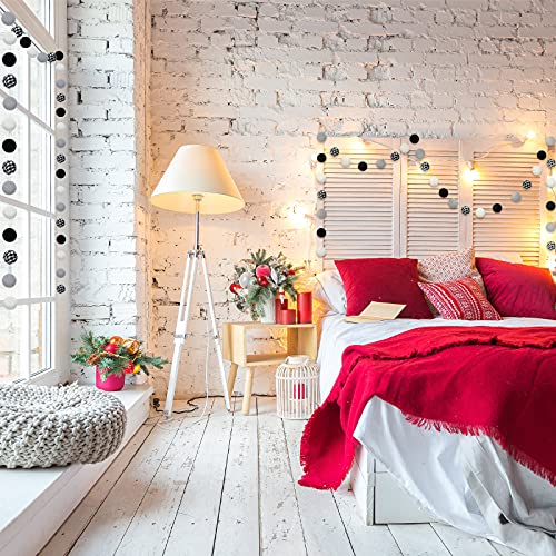 Tatuo 3 Pieces Christmas Felt Ball Garlands Pom Pom Garland 96 Balls 25 Mm Buffalo Plaid Ball Christmas Tree Hanging Decoration For Xmas Tree Fireplace And Wall Decoration #TOP5