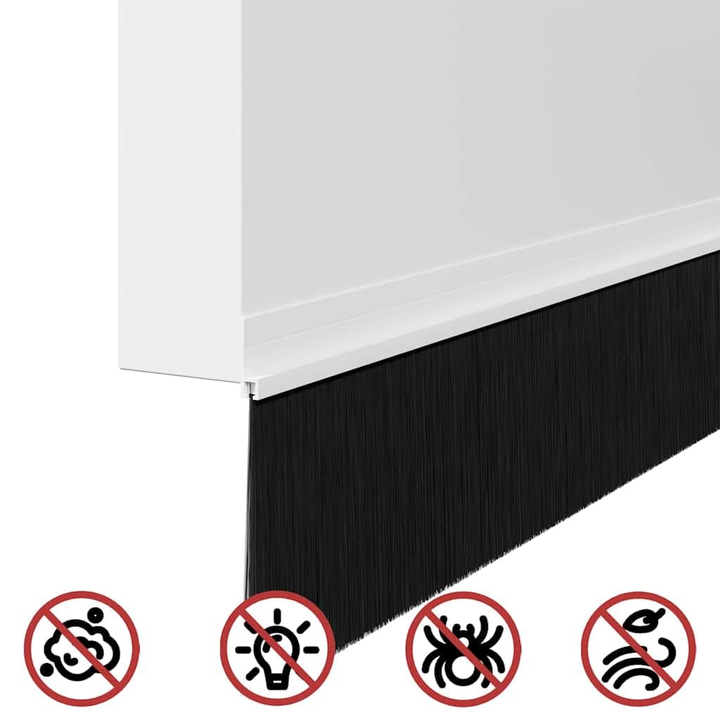 Samoprzylepne uszczelki szczotkowe do drzwi, 6 sztuk, białe, 100 cm, stop aluminium, do drzwi wewnętrznych i wejściowych, energooszczędne, tłumiące dźwięki, ochrona przed przeciągami, kurzem