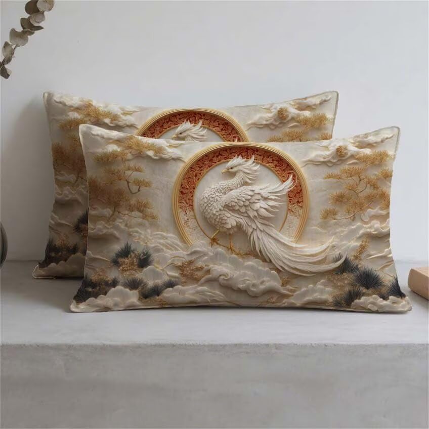 Taie oreiller rectangulaire lin crème 80x100cm avec impression double face - 3