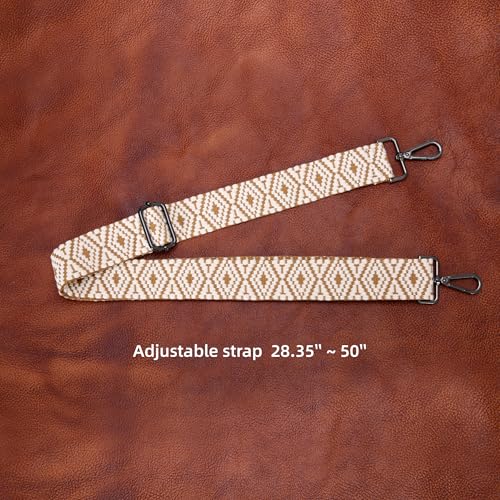 Iswee Leather Crossbody Bag for Women Medium Top Handle Shoulder Purse with Boho Guitar Strap3