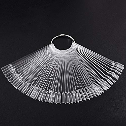 2 Set Total 100 Tips Nail Swatch Sticks Fan-Shaped Nail Art Sticks Display Polish Board Home DIY, Nail Practice Sticks Tool,Transparent
