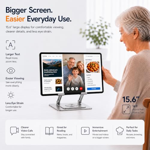 Image of MESWAO 15.6 Inch Android 16 Tablet, Widevine L1 Certified Large Screen Pad | 8GB RAM 256GB ROM, Helio G99 Octa-Core, 30W Fast Charge 12000mAh Battery, Digital Sheet Music Stand for Musicians