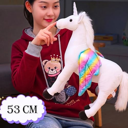Image of Tickles Magical Unicorn with Rainbow Wings Soft Stuffed Plush Animal Toy for Kids Boys & Girls Birthday Gift (Size: 53 cm, Color: White)