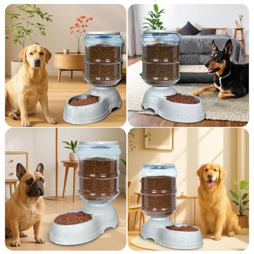 Image of Automatic Pet Food Dispenser 3.8 Large Capacity Dog Cat Feeder | Gravity Auto Food Feeder Bowl | No Electricity Required | Anti-Slip Base | Dry Food Storage Container for Dogs & Cats