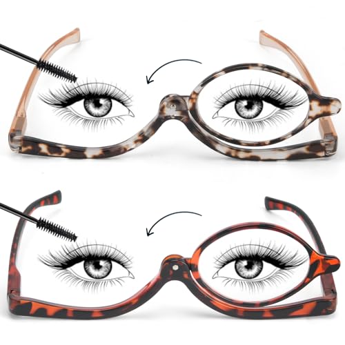 SEEKEY 2 Pack Makeup Reading glasses for Women One Eye Cosmetic Readers Rotating Lens Makeup Readers for Women