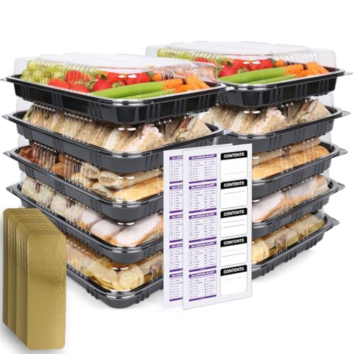 Pack of 10 Sandwich Platter Trays with Lids Catering Food Platters