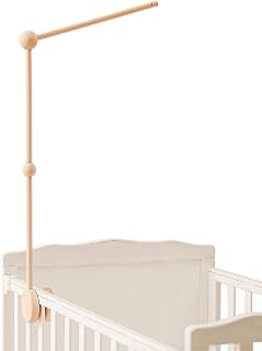 HIBABYMONMENT HBM Wooden Crib Mobile Holder Arm - Natural Beech Wood Hanger for Nursery Decor, Stable & Protective