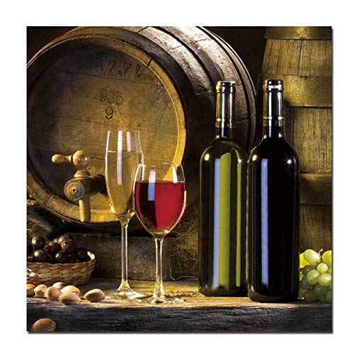 Toile vin rouge champagne guitare 20x20cm sans cadre KEBIA