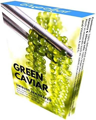 Japanese Sea Grapes - The Original Umibudo Green Caviar from Japan - Delicacy Seaweed - Dehydrated Lato Seaweed in Saltwater - Net weight: 3.5oz, makes 1 pound once soaked