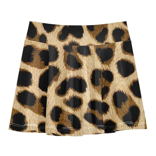 2 in 1 Athletic Shorts for Girls Skorts Tennis Skirts Kids Butterfly Brown Leopard Print 4t