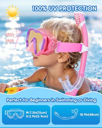 Set de Snorkel Dry Top para Niños con Máscara Antivaho y Visión Clara miniatura 4