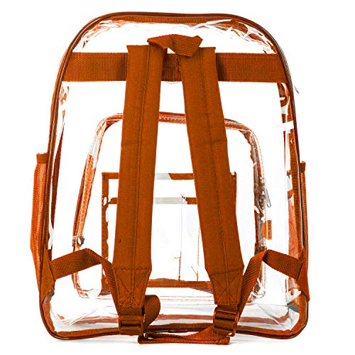 Heavy Duty Clear Backpack Transparent Quality School Bag Large See Through Student Daypack Security Workbag Orange2