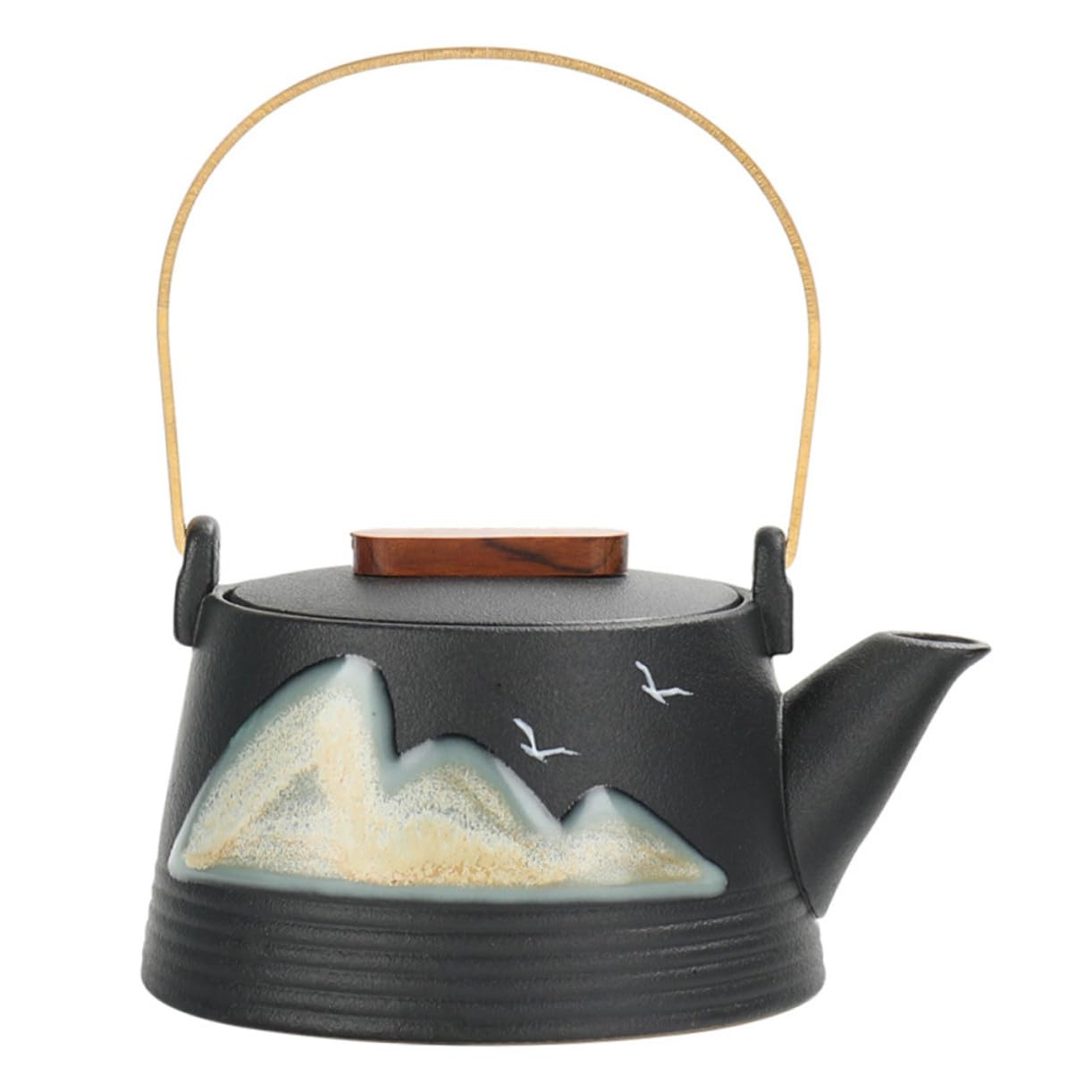 BESTYASH Tetera Juego de Té Creativo de Cerámica Negra Pintada a Mano Mango Frío y Adorno Vintage Hogar y Salón de Té Profesional