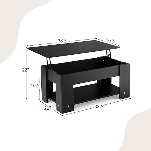 Miniatura 3 de Tangkula Mesa auxiliar elevadora mesa de cóctel con escritorio elevable escritorio de café con compartimento de almacenamiento oculto mesa de té