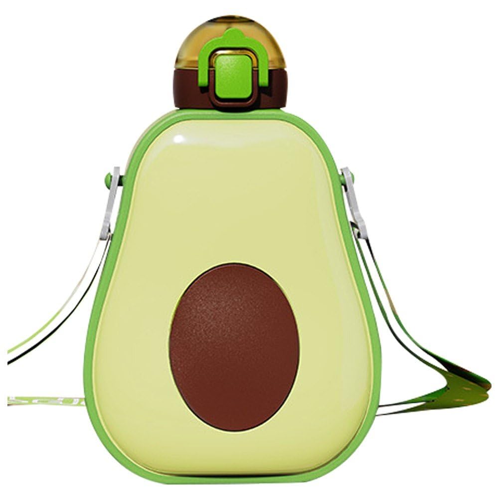 Lpitoy Avocado Water Bottle, Cute Water Bottles for Girls, Cartoon Water Bottle with Strap, Kawaii Drinking Cup Leak-proof Water Bottles for Outdoor School