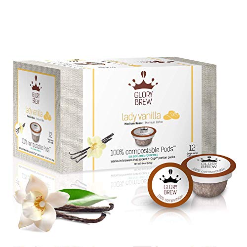 GLORYBREW Lady Vanilla - 36 pods 100% Compostable Flavored Coffee Pods for Keurig K-CupÂ® Coffee Brewers | Better than Recyclable and Biodegradable Vanilla Flavored Coffee Pods