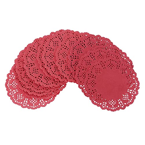 SUCHUANGUANG coloré Dentelle Papier Tapis sous-Verres napperons événements de Mariage Table de fête Cadeau Papier napperon Rouge
