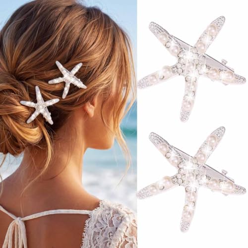 BARTOSI Starfish Pinzas para el Cabello Accesorios de Pelo de Sirena (Pack de 2)