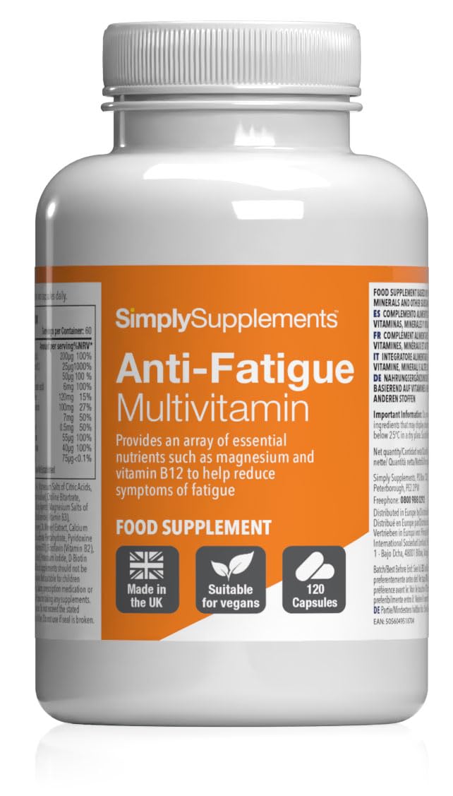 Anti-Fatigue Support Supplement | Reduces Tiredness & Fatigue | with Vitamins & Minerals for Energy | Vegan & Vegetarian-Friendly | 120 Capsules = 2 Months’ Supply | Made in The UK