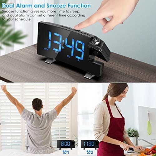 TAKRINK Projektionswecker Mit Radio | 5,5 Zoll Display & Deckenprojektion | Schlummerfunktion