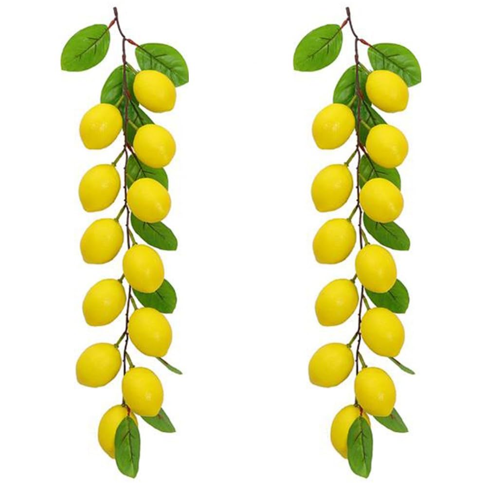 Rotin artificiel citron lot de 2 lianes de 50 cm pour decoration intérieure