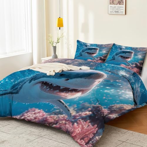 Housse de couette requins en microfibre durable de qualité supérieure 240 x 260 cm bleu - 2