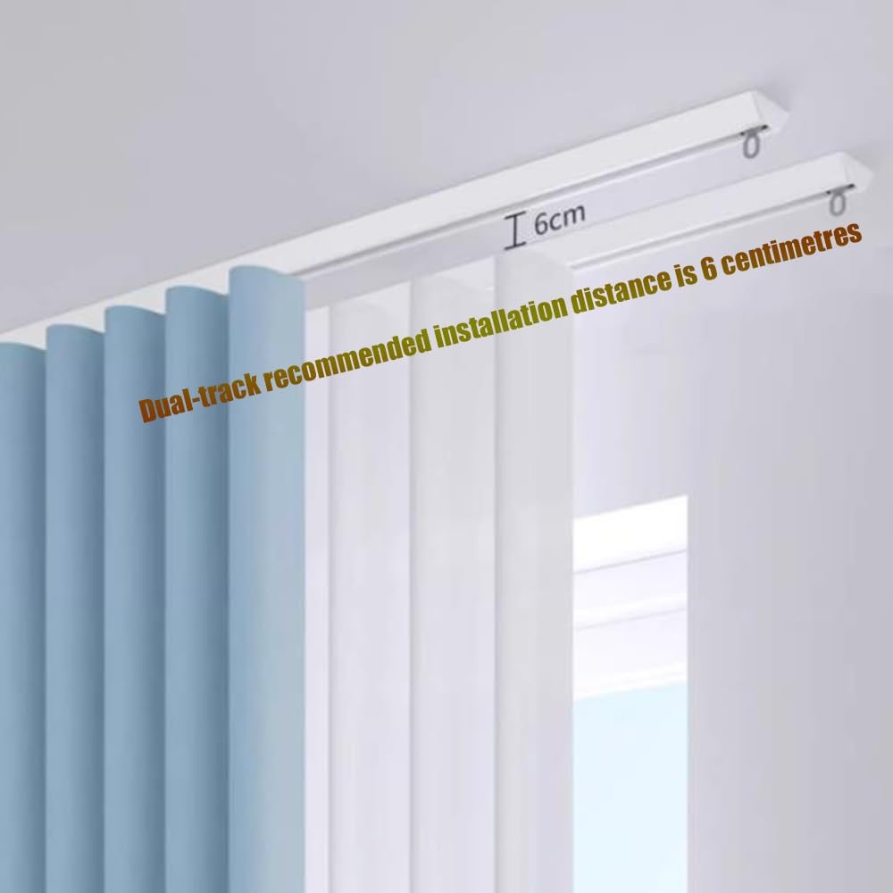 Ripplefold zestaw szyn do zasłon – aluminiowa szyna w kształcie litery V do zasłon zaciemniających, przegrody pokojowe, montaż sufitowy, ultracienki drążek, idealny do domu i biura, łatwy montaż