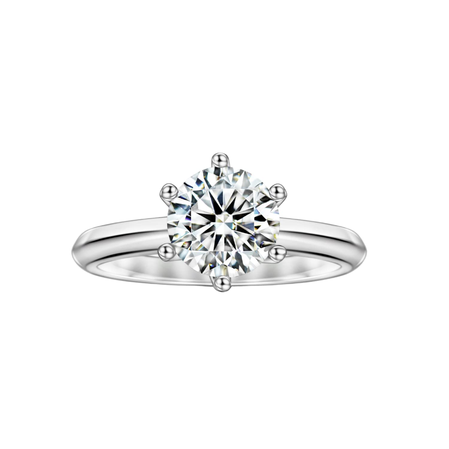 Michooyel Moissanite Engagement Ring for Women, 2CT BLACK/PINK/YELLOW/RAINBOW/SEA BLUE/D-E/Crystal AB Moissanite Solitaire Promise Rings, D Color VVS1 Simulated 925 Sterling Silver Rings