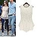 OFTEN- Women's Sexy Chic Lace Shirt Fashion Sleeveless Blouse Medium White