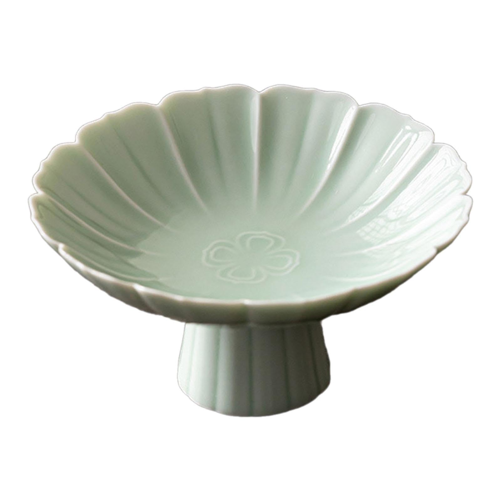 Generic Elegant Ceramic Footed Bowl for Serving Desserts and Fruits on Dining Table, Light Green