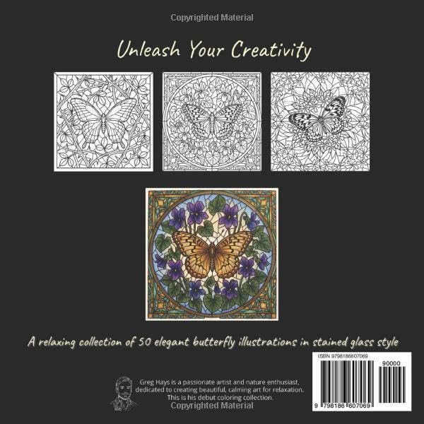 Stained Glass Butterflies Coloring Book: 50 Unique Designs for Relaxation: A Stress Relief Adult Coloring Book with Elegant Stained Glass Style ... Perfect for Gifts and Creative Expression image 3
