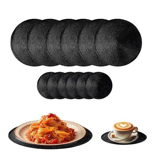 La Mejor Recopilación de Manteles Individuales Walmart - los preferidos. 48 AMZYYDS Individuales para Mesa,12 manteles Individuales para mesanegro,tapetes Individual para la Mesa,Mantel Individual Negro,tapetes Individuales para la mesas,(Negro)