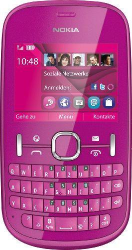 Nokia Asha 201 téléphone mobile - Ecran 6,1 cm -2,4 pouces - Appareil photo 2 mégapixels - Clavier QWERTY - Rose