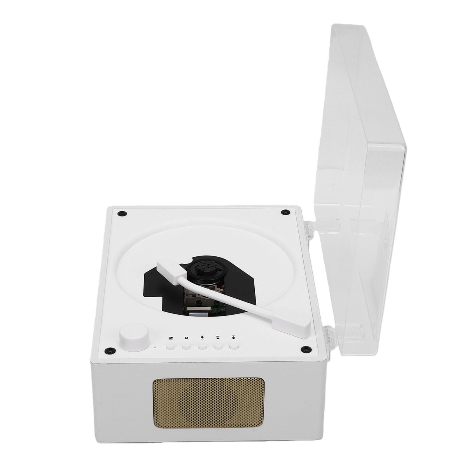 Lettore musicale CD portatile senza fili in design retrò per un'atmosfera nostalgica in bianco