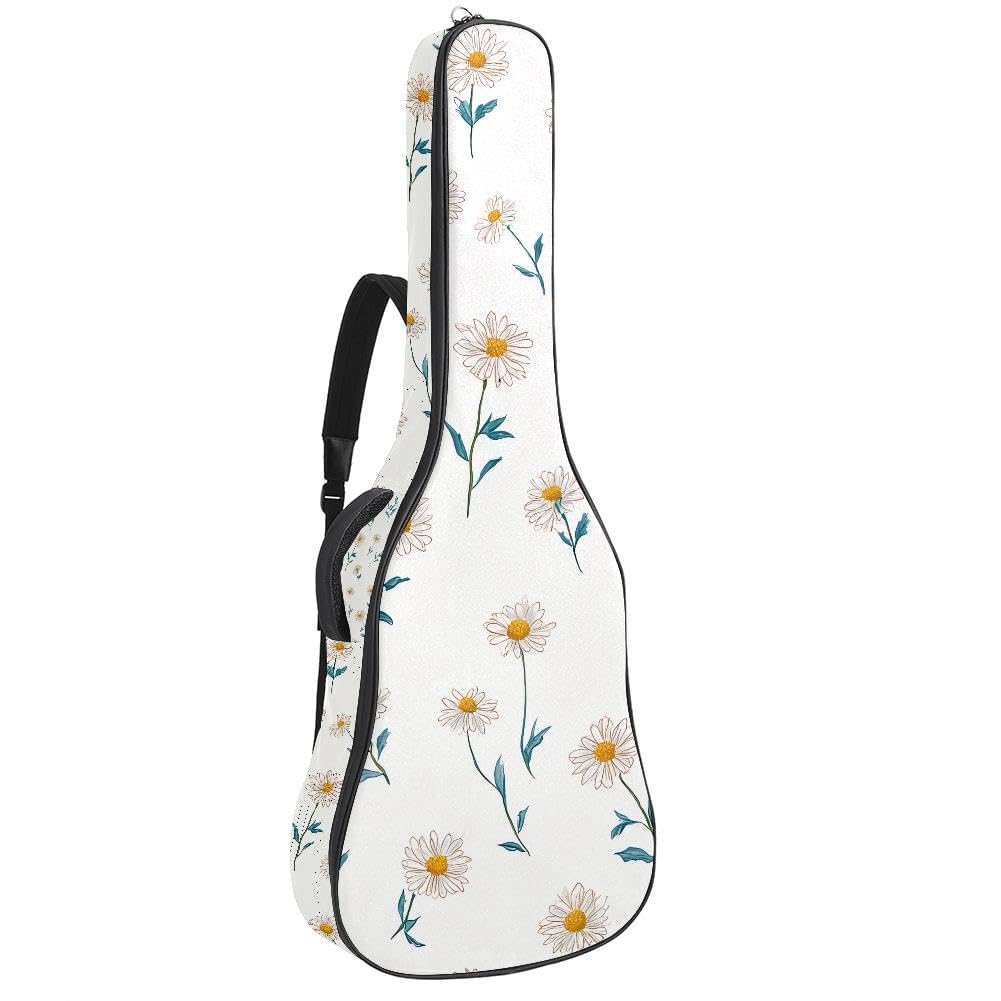 Gitarrentasche, volle Größe, 99 cm, 101,6 cm, 104,1 cm, 10 mm dick, gepolstert, Vintage-Blumenmuster, wasserdicht, mit Tasche, verstellbarer Schultergurt, stoßfest, Mehrfarbig 2, Modern