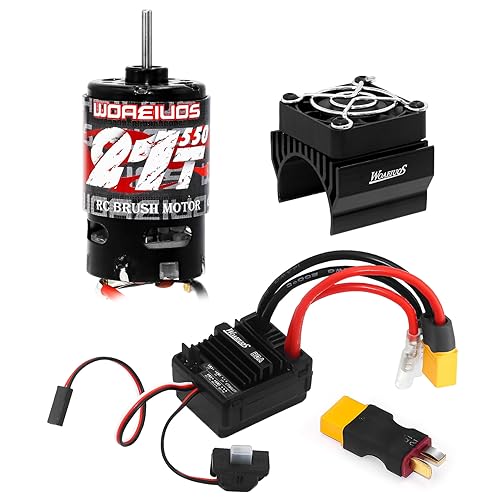 WOAEIUOS 550 Brushed Motor 21T & 80A ESC Brushed Motor ESC & Heatsink Combo for 1/10 RC Truck Car...