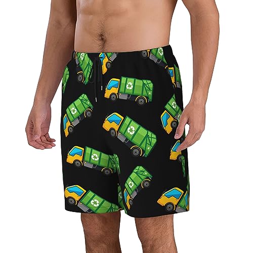 Cartoon Garbage Truck Mens Swim Trunks Quick Dry Swim Shorts Swimwear Bathing Suits with Pockets3